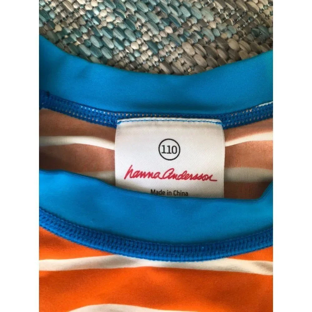Hanna andersson boys size 110 5t rash guard orange striped